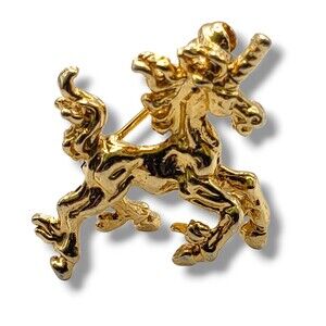 Gold Tone Galloping Walking Running Horse Stallion Unicorn Pegasus Brooch Pin